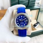Replica Rolex Submariner Blue Dial Diamond Bezel Rubber Watch